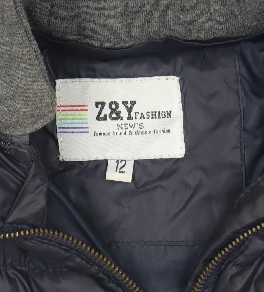 Z&Y Fashion Boys Black Puffer Jacket with Hood 12 Years
