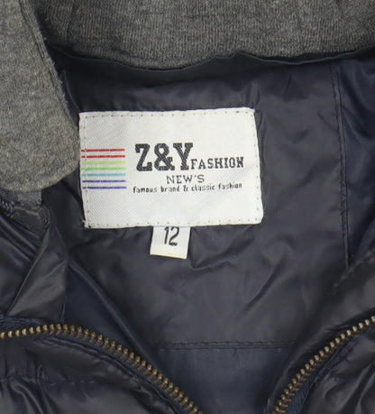 Z&Y Fashion Boys Black Puffer Jacket with Hood 12 Years