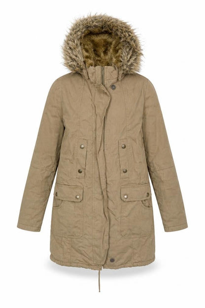Womens UK Size 8 Linea Brown Parka Coat