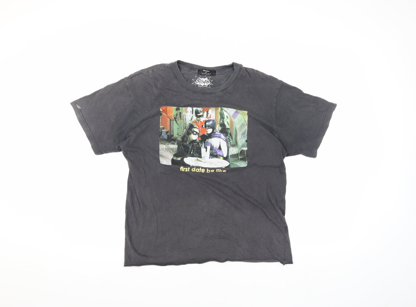Unisex Adults UK Size S Bershka Black Basic T-Shirt