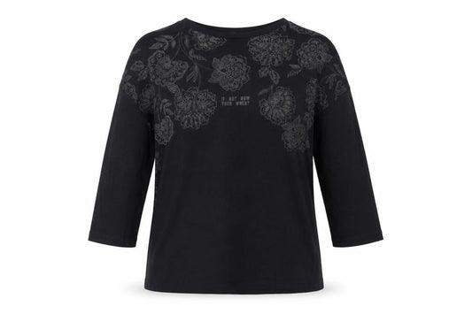 Stradivarius Women’s Black Floral T-Shirt - Size S