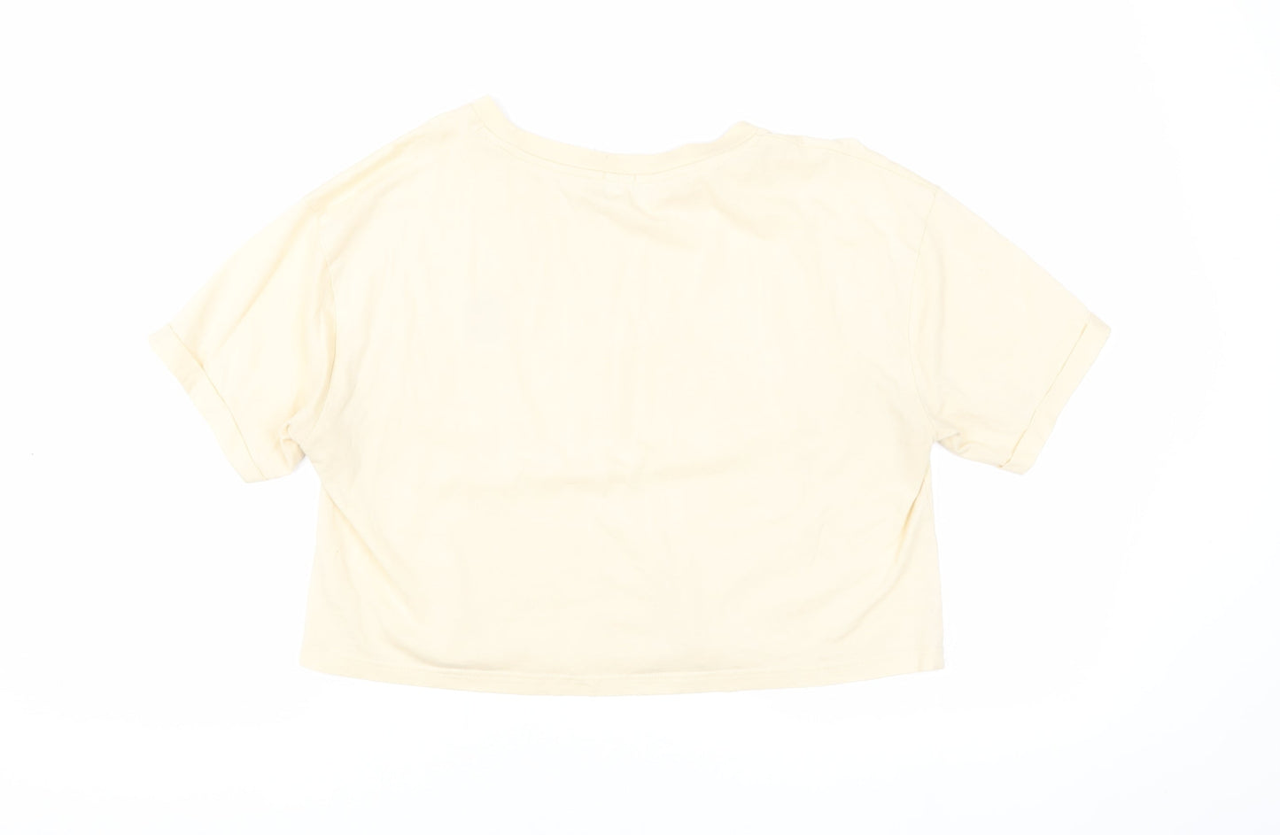 Womens UK Size 10 River Island Beige Cropped T-Shirt