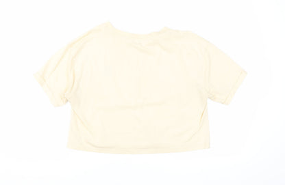 Womens UK Size 10 River Island Beige Cropped T-Shirt