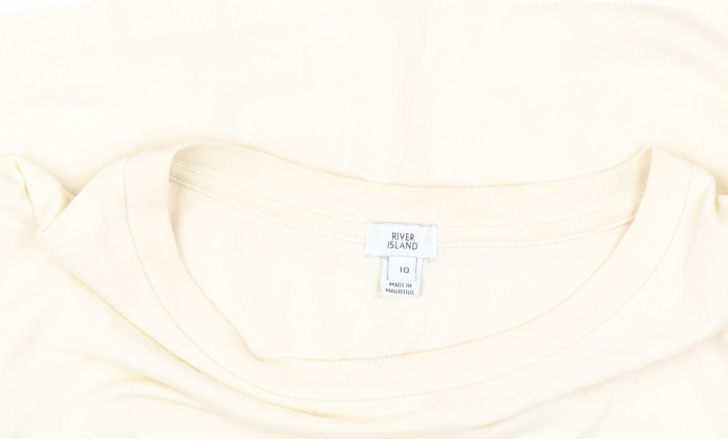 Womens UK Size 10 River Island Beige Cropped T-Shirt