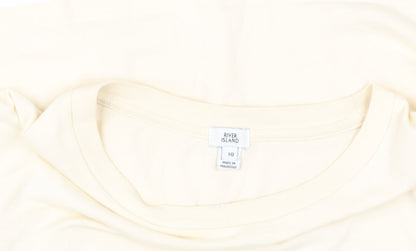 Womens UK Size 10 River Island Beige Cropped T-Shirt