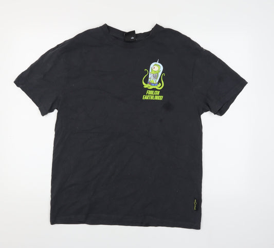 The Simpsons Black Men's M T-Shirt Crew Neck Graphic