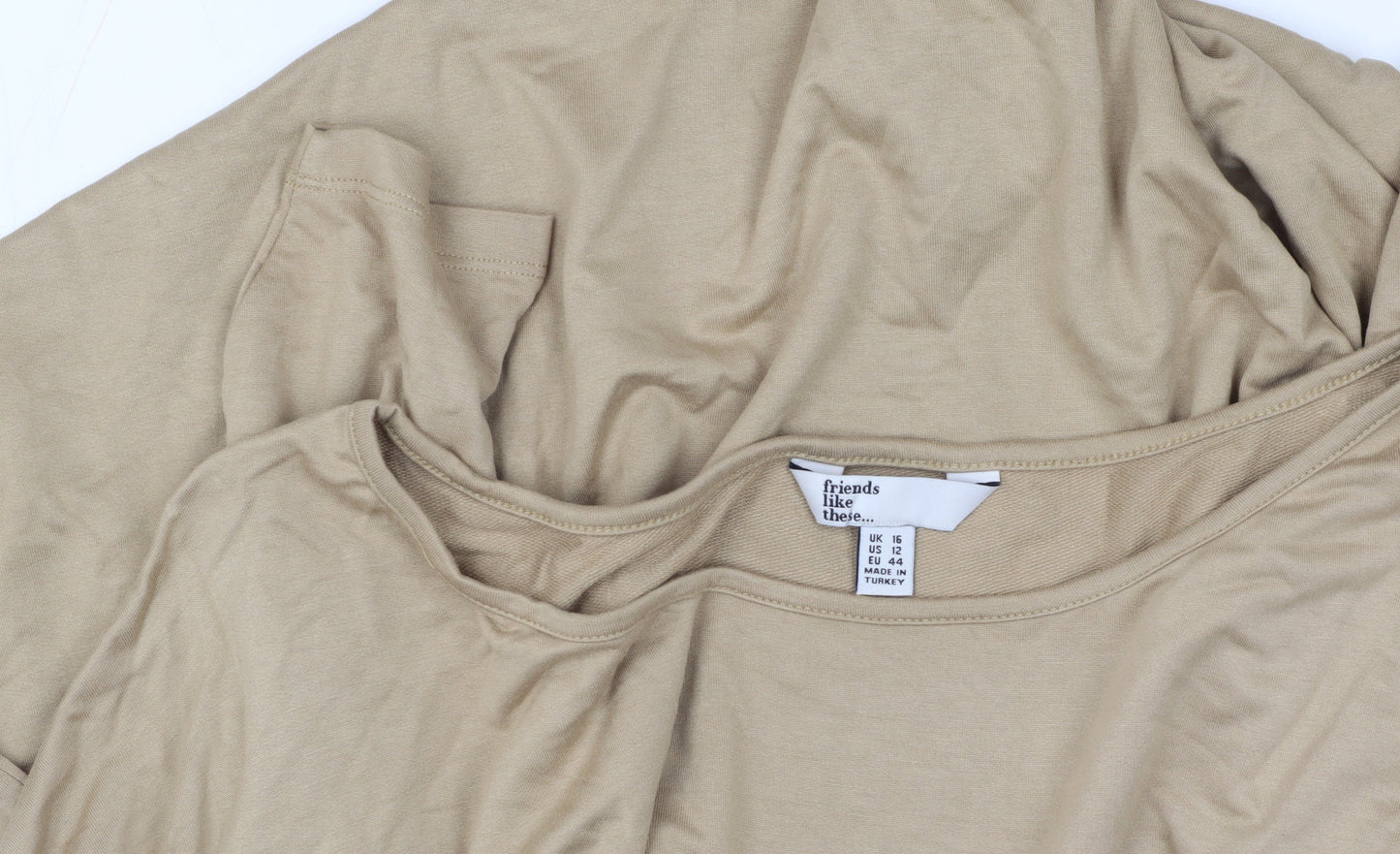 Womens UK Size 16 Friends Like These Beige Basic T-Shirt