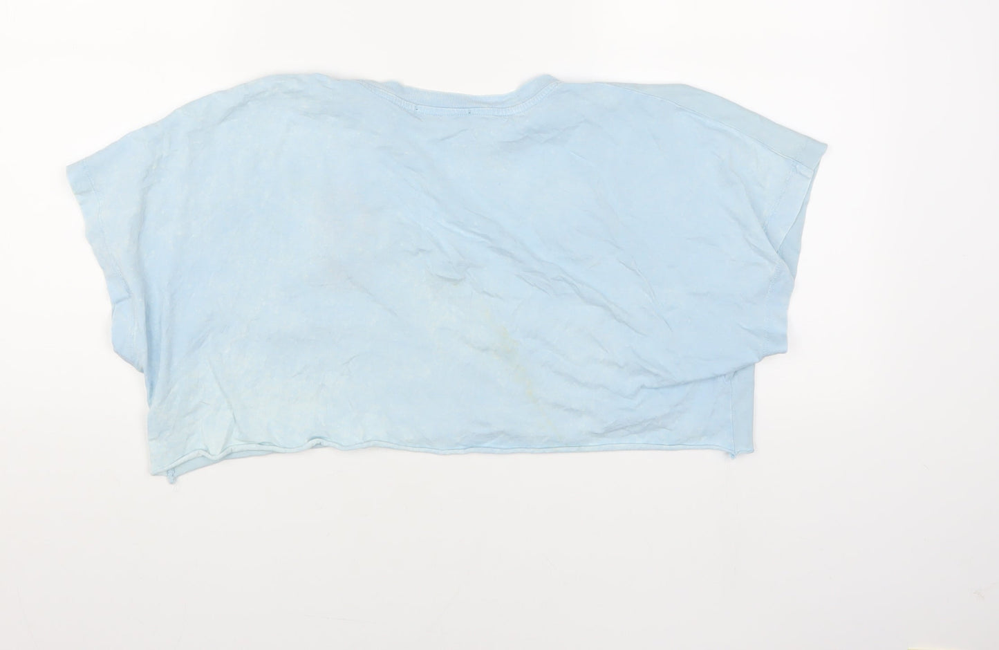 Bershka Women's Blue Cropped Care Bears T-Shirt Medium