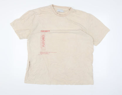 Topman Men's Beige Graphic Print T-Shirt L