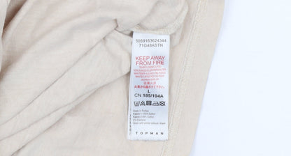 Topman Men's Beige Graphic Print T-Shirt L
