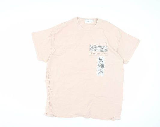 Topman Men's Pink Graphic Medium Retro T-Shirt