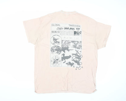 Topman Men's Pink Graphic Medium Retro T-Shirt