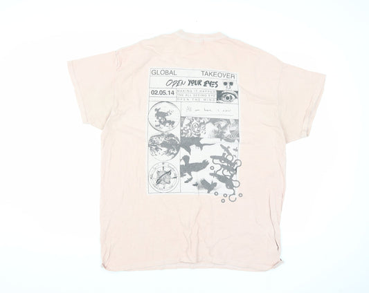 Topman Men's Pink Graphic Medium Retro T-Shirt