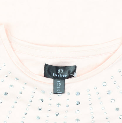 Firetrap Girls Pink Rhinestone T-Shirt - 13 Years, Casual & Chic