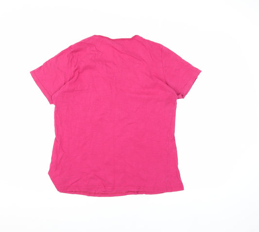 Isle Women's Pink Embroidered T-Shirt, Size M