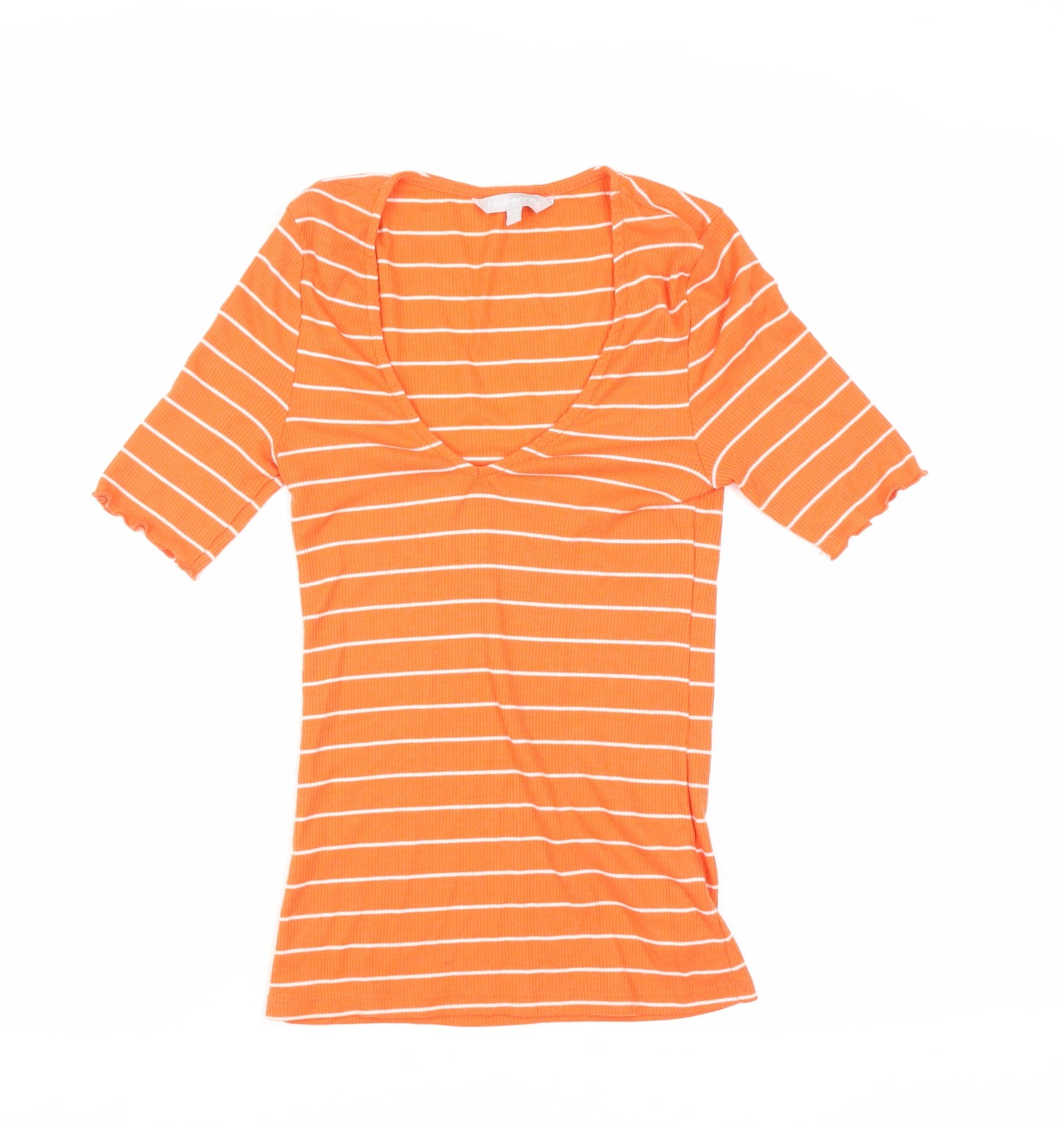 Womens UK Size 10 Red Herring Orange Basic T-Shirt