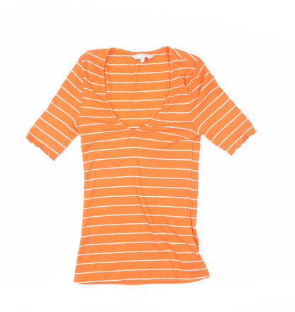Womens UK Size 10 Red Herring Orange Basic T-Shirt