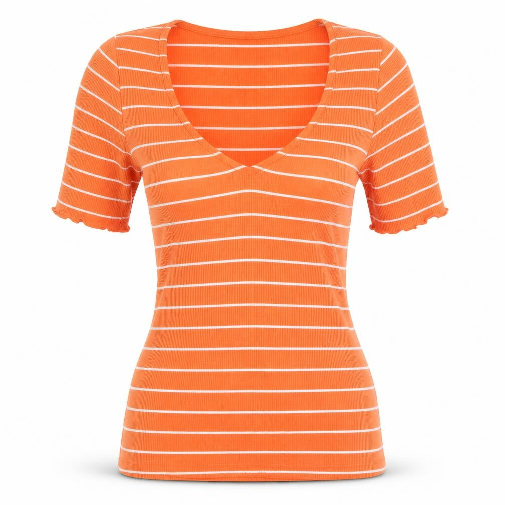 Womens UK Size 10 Red Herring Orange Basic T-Shirt