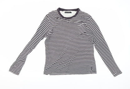 French Connection Women's Striped T-Shirt, M, Black Cotton
