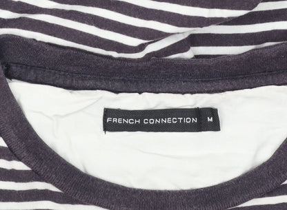 French Connection Women's Striped T-Shirt, M, Black Cotton