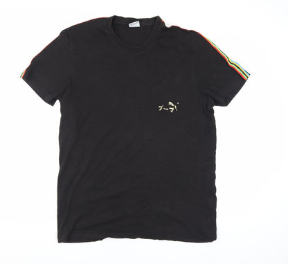 Puma Men’s Black T-Shirt, Medium, Crew Neck