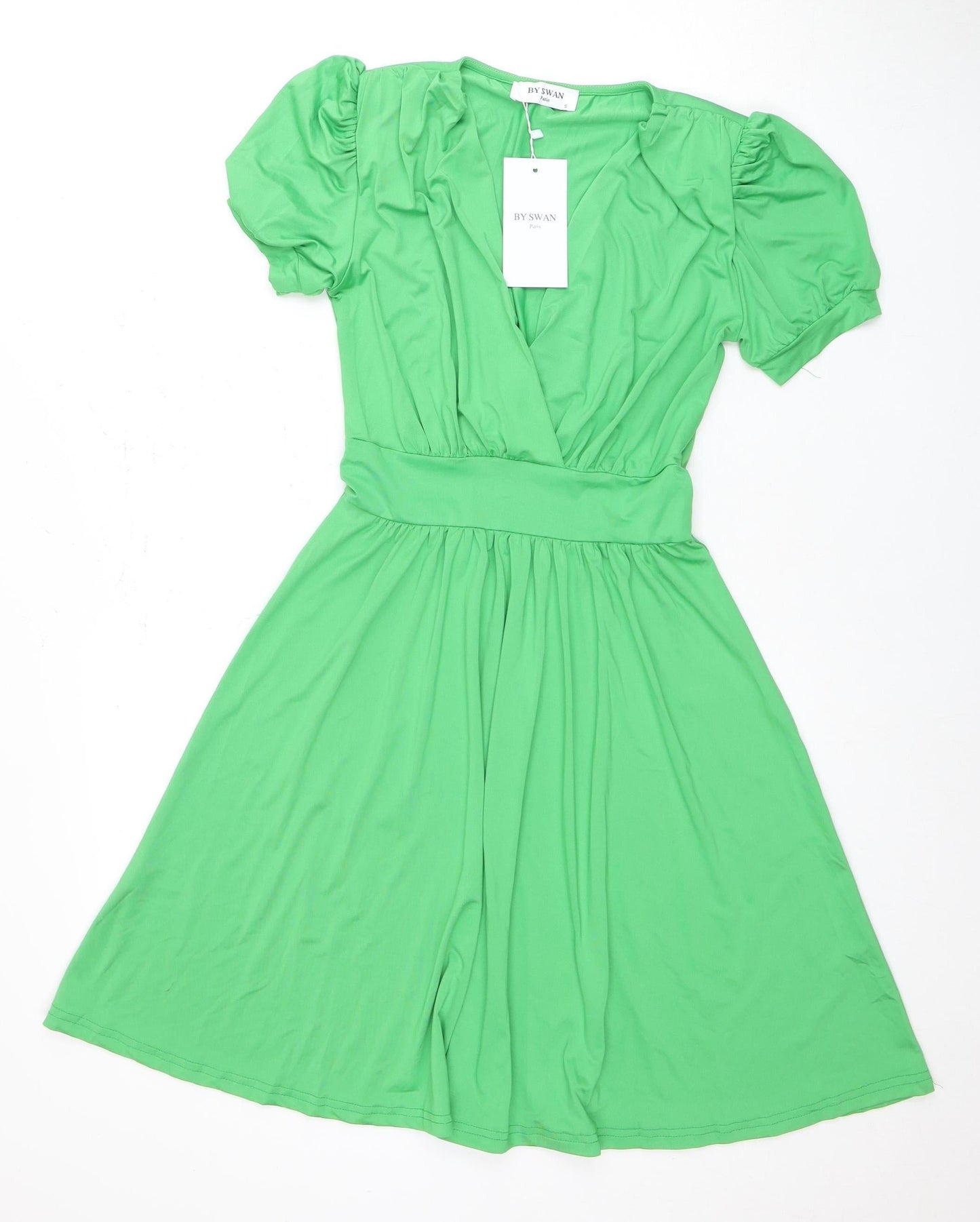 BY SWAN Green A-Line Dress - Women Size S, Summer Essential