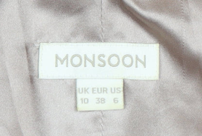 Monsoon Women Beige Sleeveless V-Neck Dress Size 10