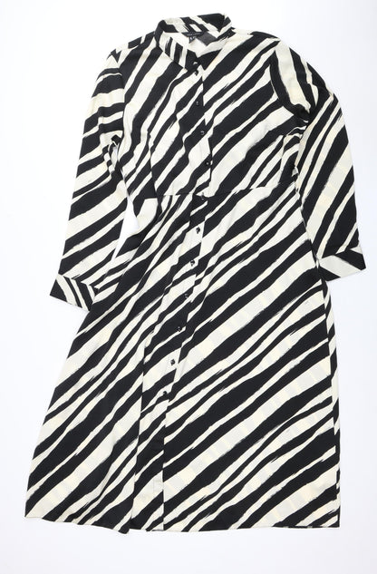 New Look Women’s Black Striped Long Sleeve Dress Size 16
