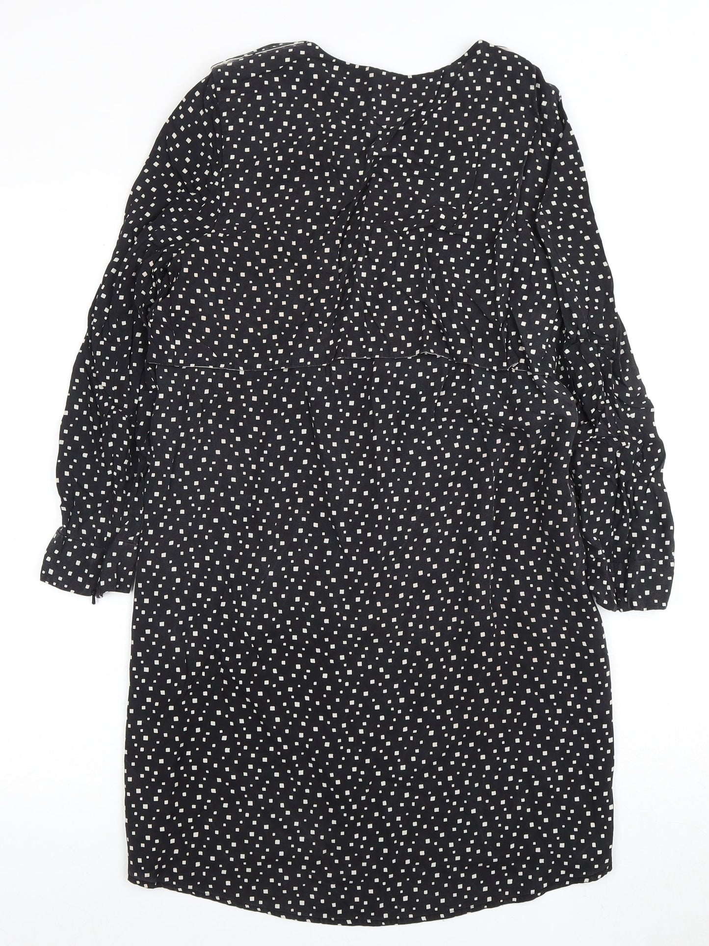 Whistles Women's Black Silk Dress Size 8 Long Sleeve