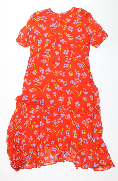 Finery Women's Red Floral Dress Size 14 Casual