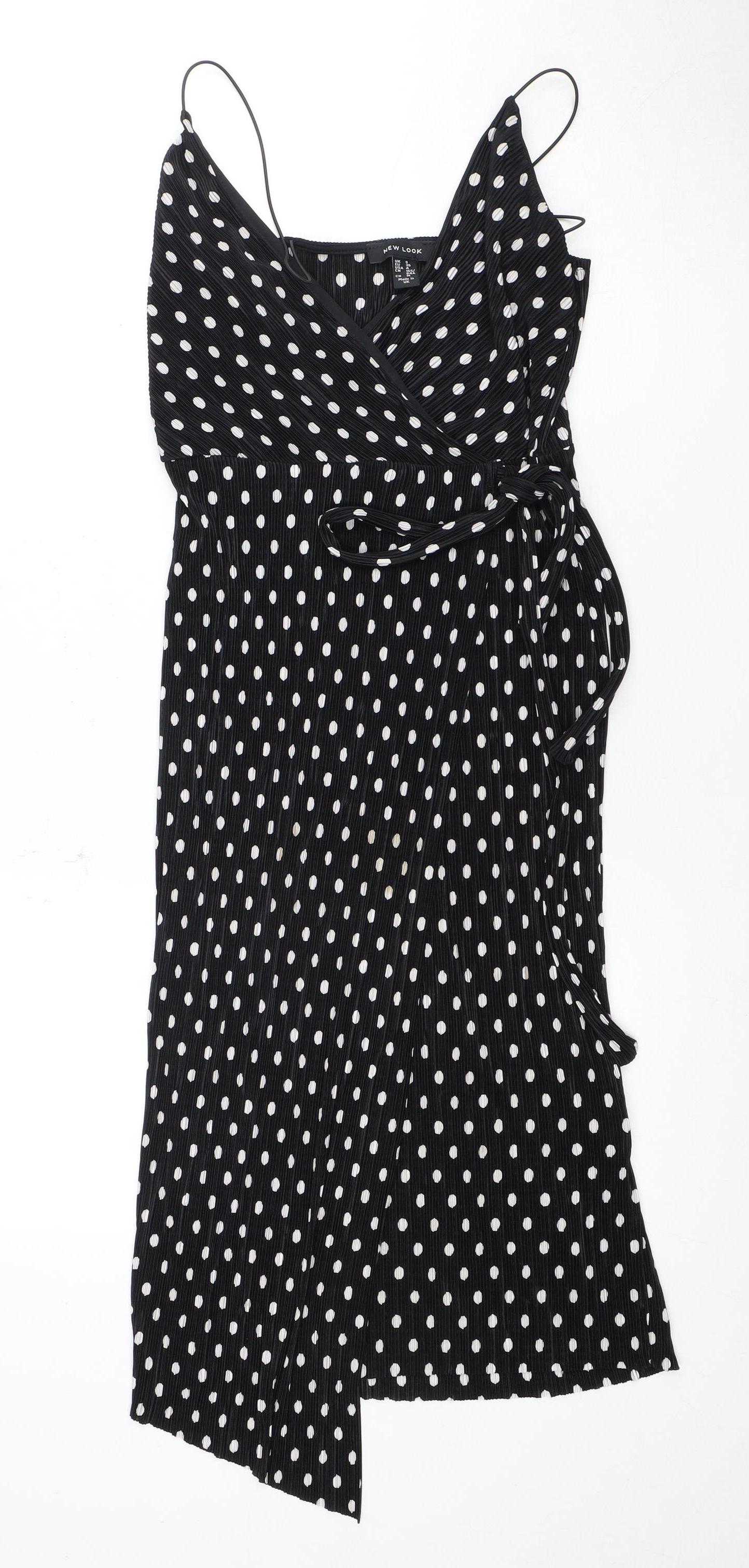 New Look Women's Black Polka Dot Dress Size 8