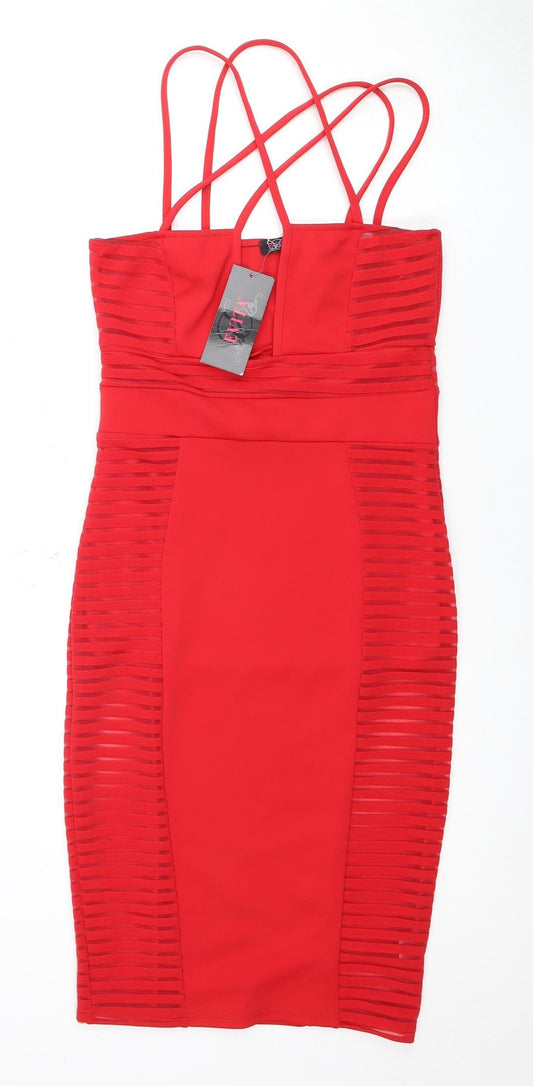 EVITA Red Bodycon Party Dress - Size 12
