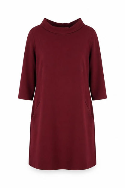 ADLIB Women's Red Shift Dress, Size 12, Collared, 3/4 Sleeves