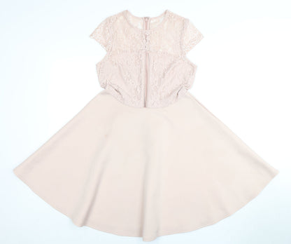 New Look Women’s Pink Lace Fit & Flare Dress Size 12