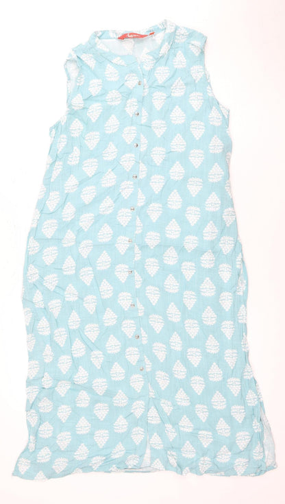 Fusion Women's Blue Floral Sleeveless Button Blouse