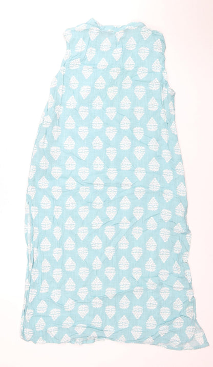 Fusion Women's Blue Floral Sleeveless Button Blouse