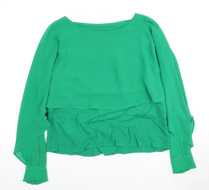 Womens UK Size 12 Zara Green Basic Blouse