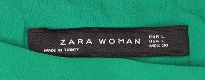 Womens UK Size 12 Zara Green Basic Blouse