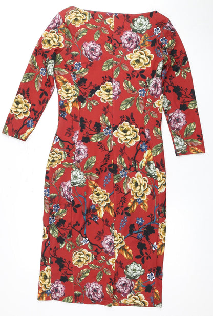 Eternity Women's Red Floral Midi Dress Size 10