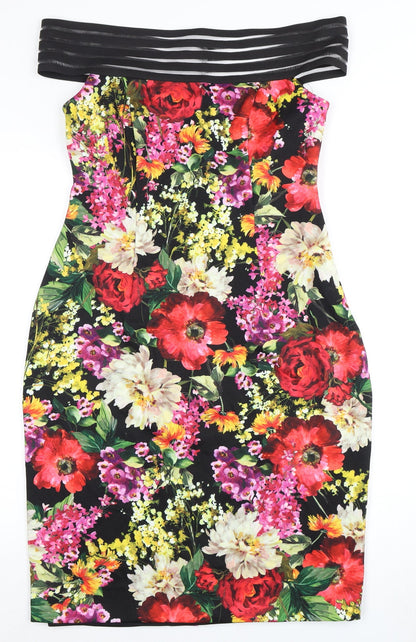 Gina Bacconi Women's Multicoloured Floral Bodycon Dress Size 14