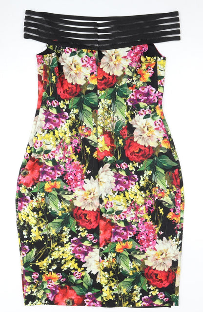 Gina Bacconi Women's Multicoloured Floral Bodycon Dress Size 14