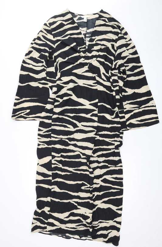 H&M Women's Black Animal Print Dress Size 12