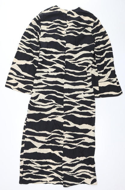 H&M Women's Black Animal Print Dress Size 12