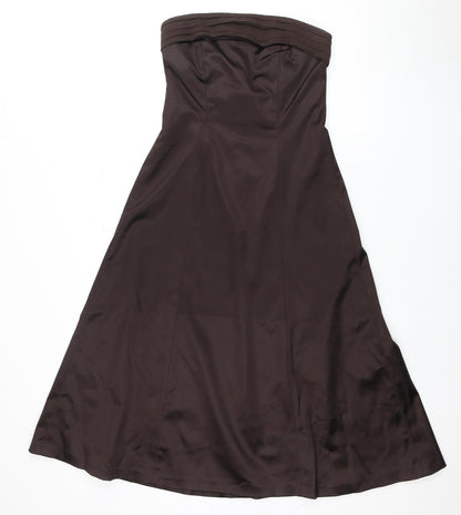 Coast Women Brown Strapless Dress Size 10