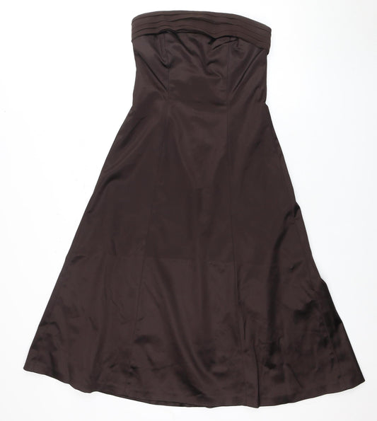 Coast Women Brown Strapless Dress Size 10