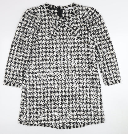 Zara Women’s Black & White Sequin Shift Dress Size 12