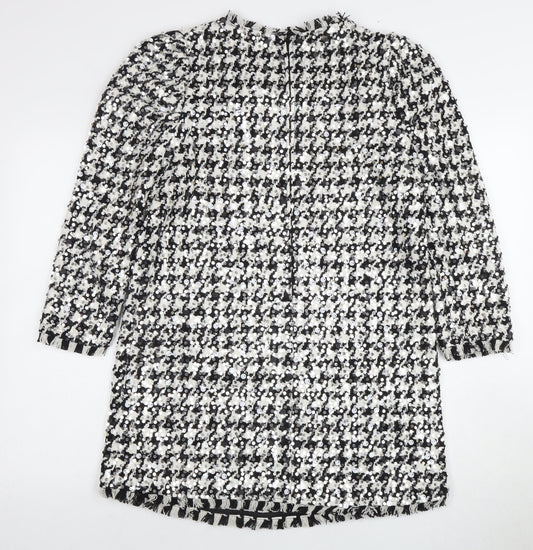 Zara Women’s Black & White Sequin Shift Dress Size 12
