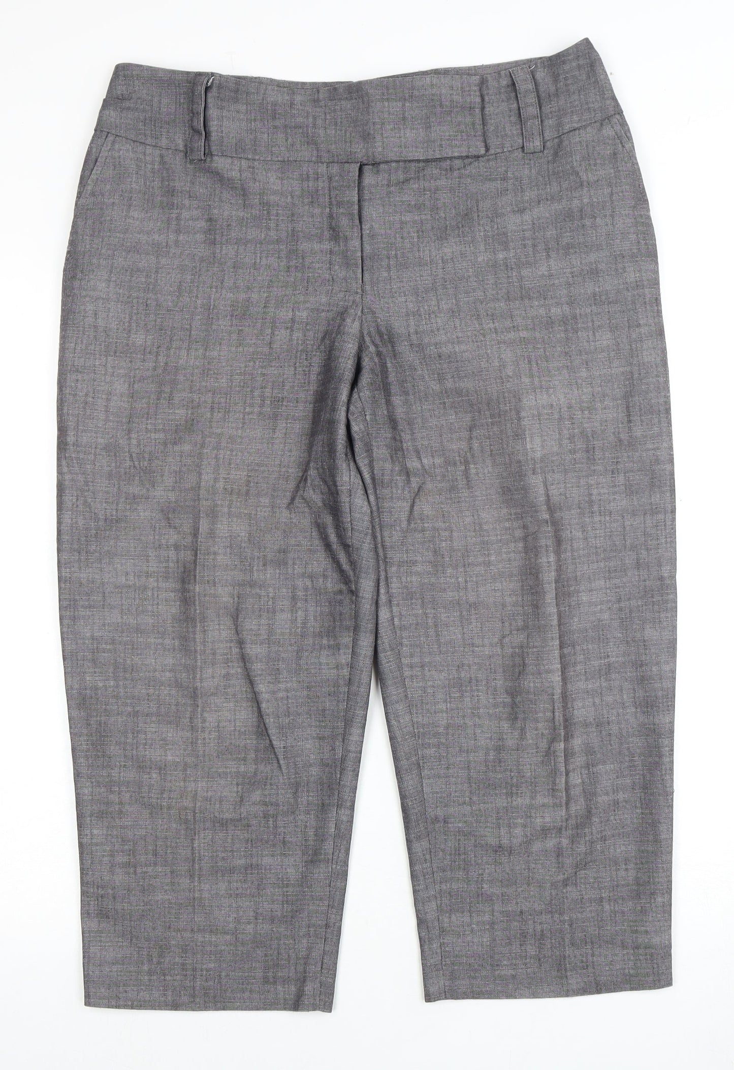 AGB Women's Grey Cropped Trousers, Size 14, Zip Closure