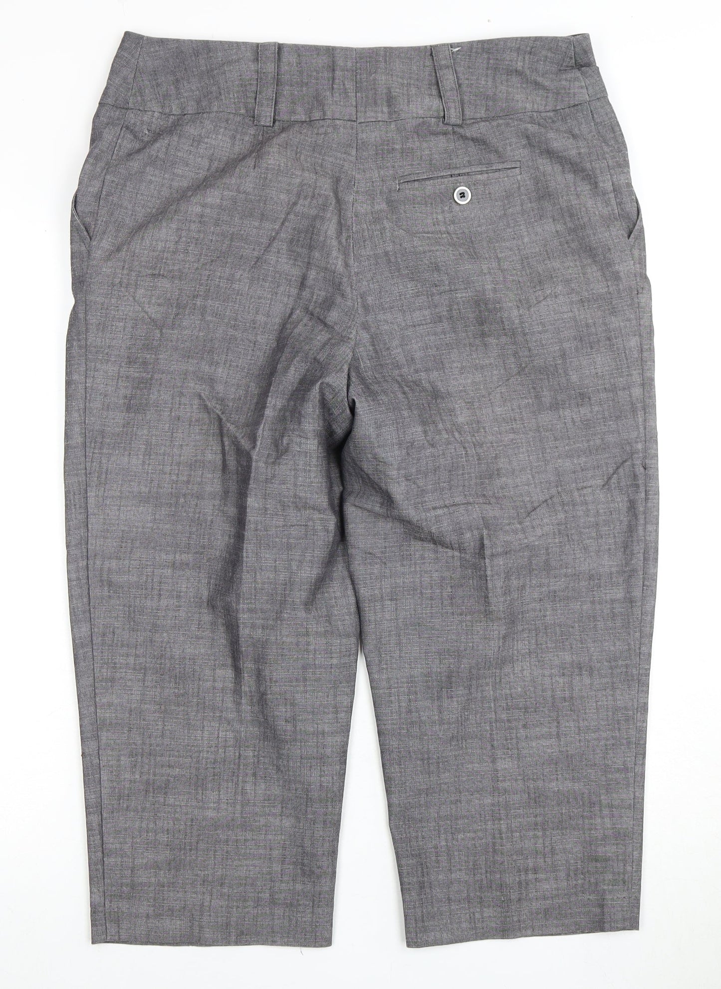 AGB Women's Grey Cropped Trousers, Size 14, Zip Closure