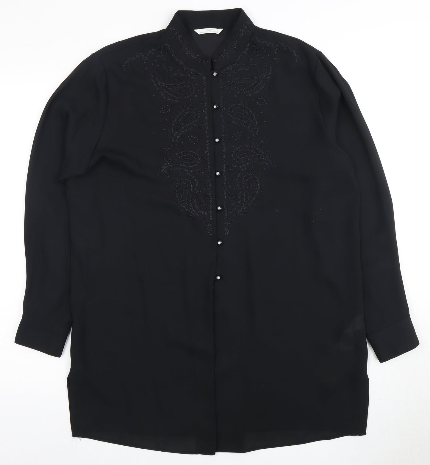 Womens UK Size 14 Marks and Spencer Black  Button-Up